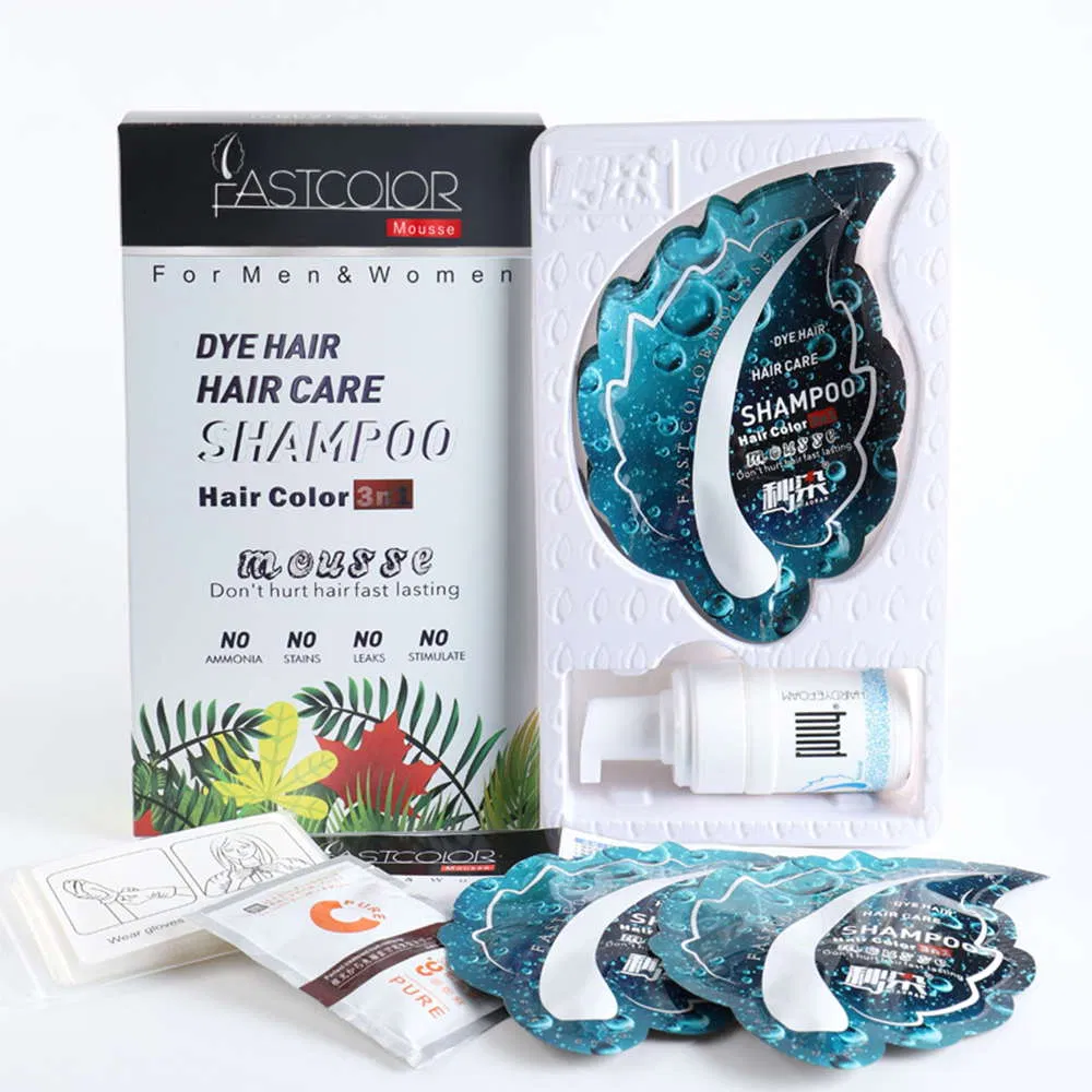 Fully Factory Price Wholesale Fastcolor Mousse Ammonia Ppd Free Natural Black Hair Color Shampoo OEM