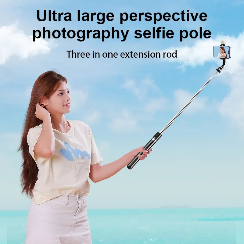 Wholesale Price R1s-L Selfie Stick Top Selling 1.7m Length Extendable Tripod Stand with Fill Light 360 Rotation with Remote