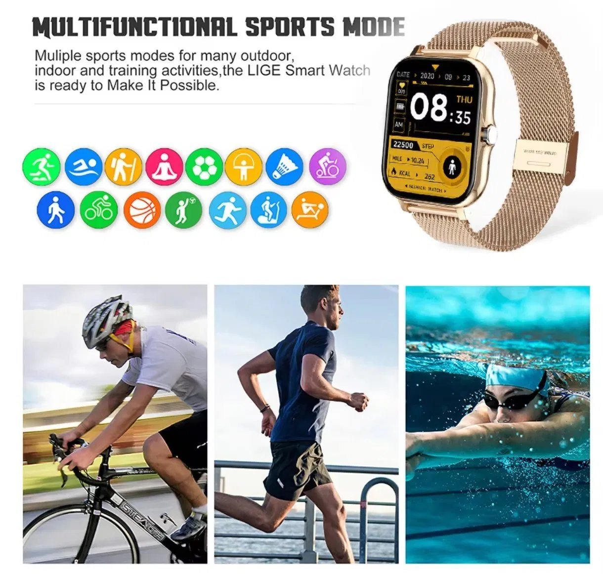 Gt20 HD Bluetooth Call Smart Watch Sleep Monitoring 1.69 Inches Touch Screen 240*280 Px Multi-Sport Mode Watch