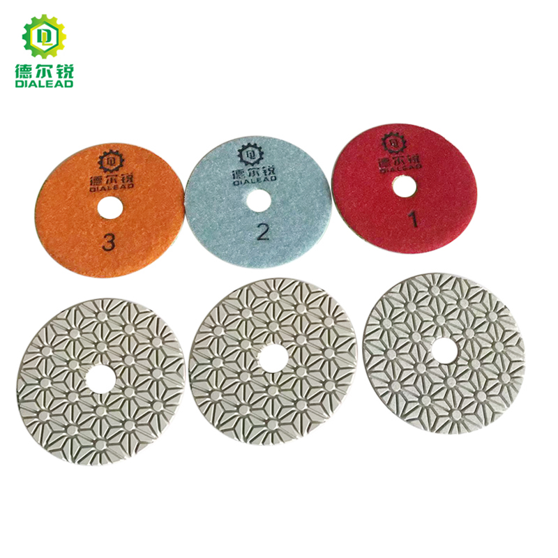 Dialead 3PCS/Set 4" Flower Type 3 Step Diamond Polishing Pad for Granite