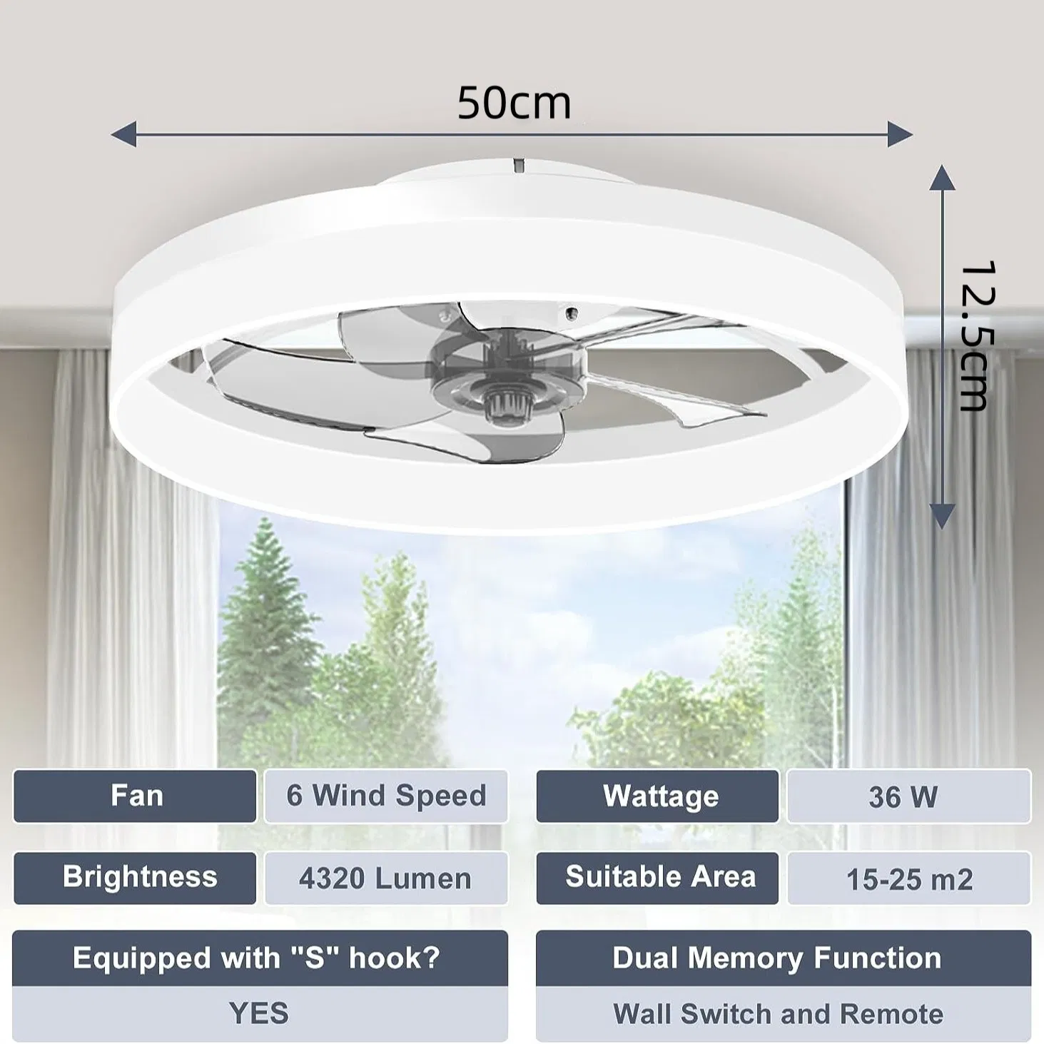 Cross Border Ceiling Mounted Bedroom Fan Light Luxury Nordic Restaurant Invisible Intelligent Ceiling Fan Light Japanese and American Standard Wide Voltage Vari