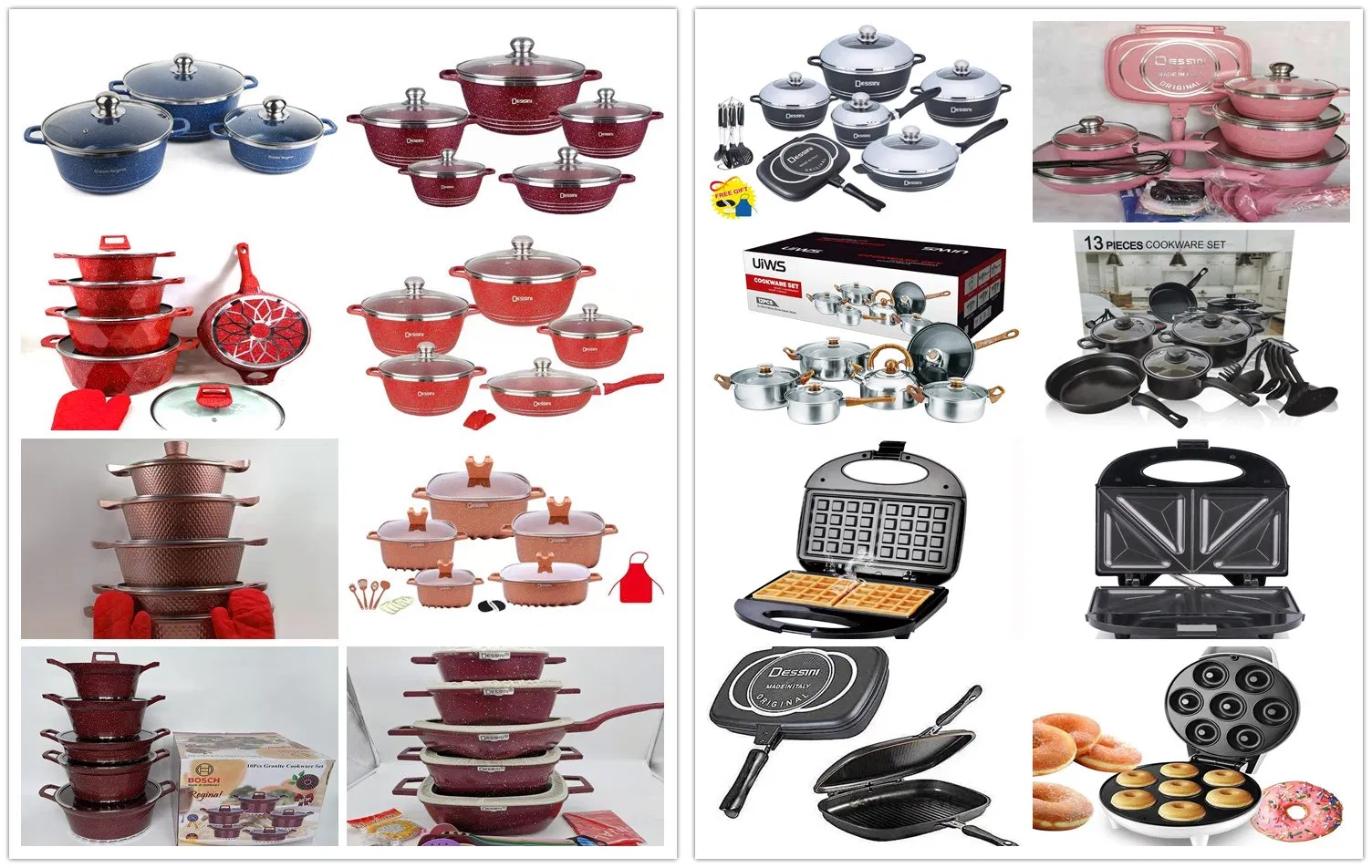 China Factory Manufacturer Dessini Disine Regina Granite Cookware Set Non-Stick Nonstick Non Stick Aluminum Die Cast Granite Cooking Pot Set Cookware Sets Sale