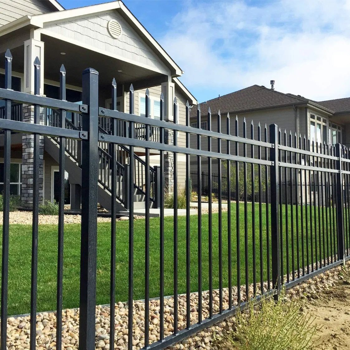 Powder Coated Galvanized Spear Top Steel Fence for Sale