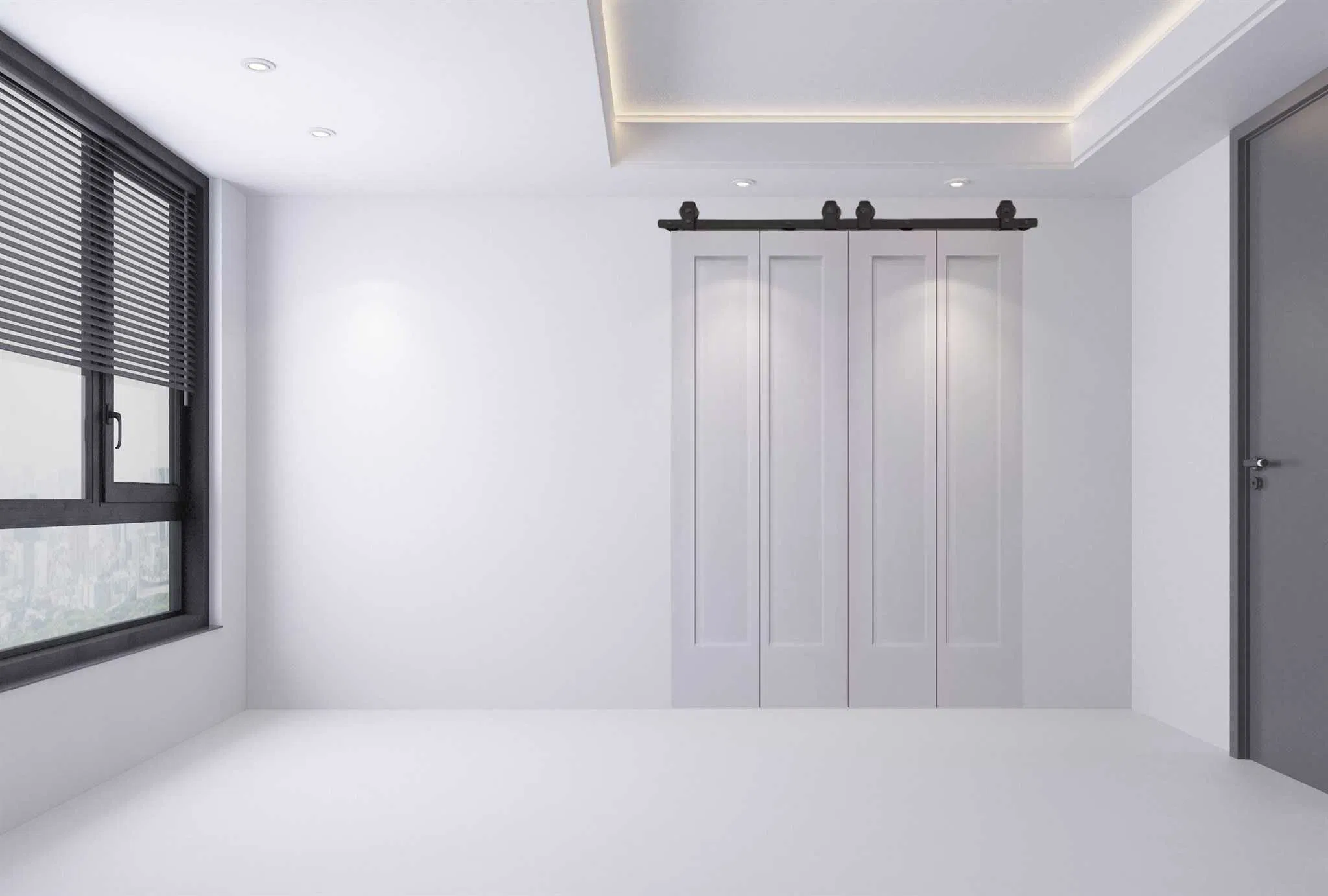 72"Brushed Nickel Bi-Folding Sliding Barn Door Hardware Track Kit for 4 Closet Door, Top Mount, Heavy Duty, Slide Smoothly Quietly, Easy Install, No Door