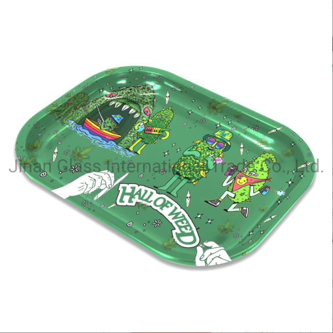 2022 New 18 * 14cm Tinplate Cigarette Tray Cartoon Pattern Cigarette Tray Smoking Set