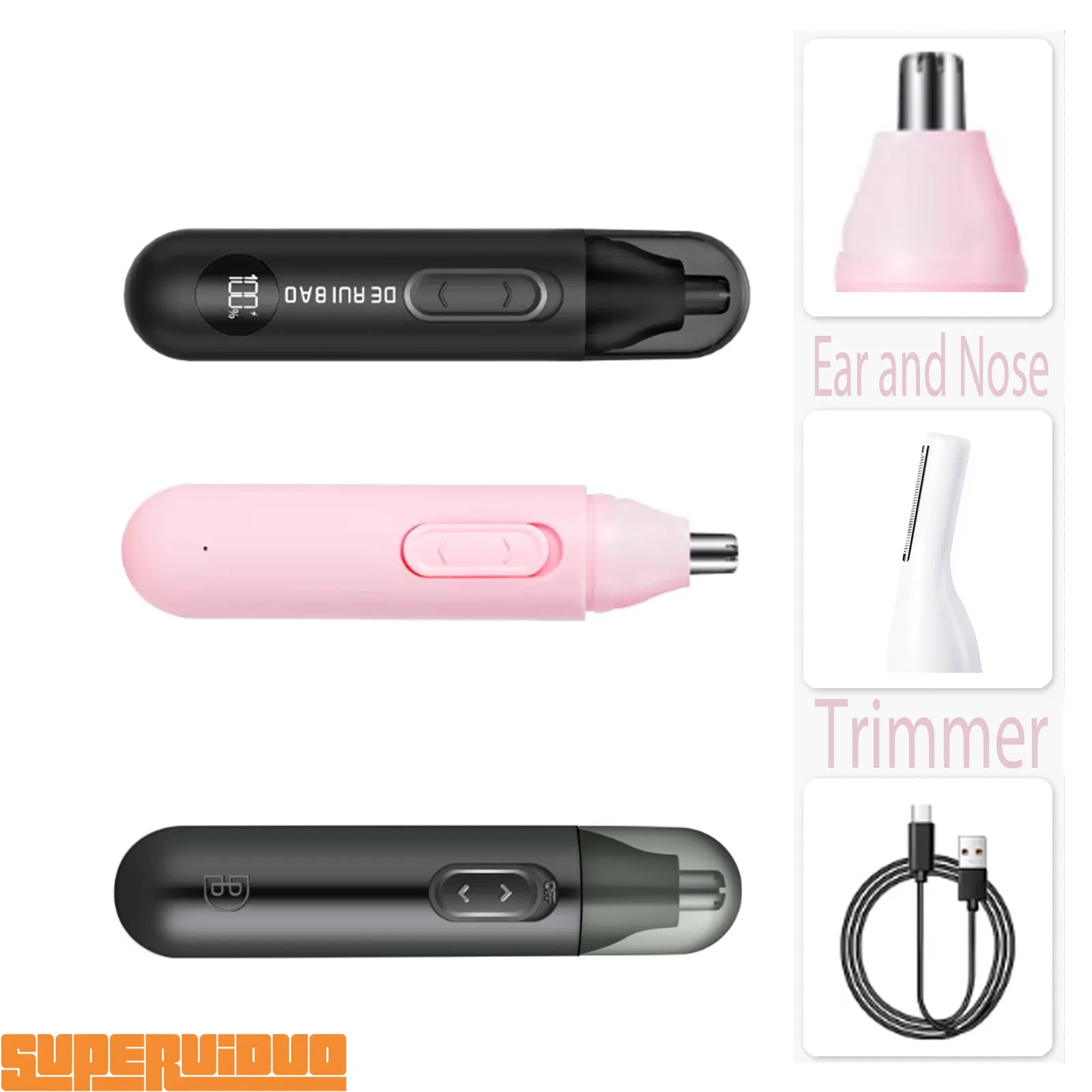Anti-Slip Textured Geometric Grip Ear and Nose Trimmer