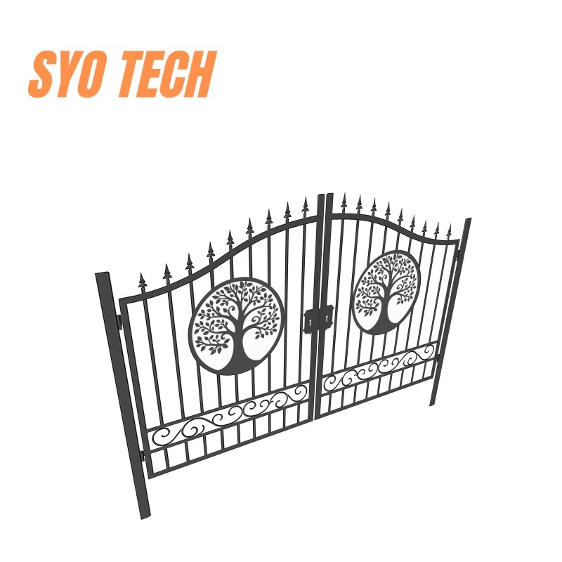 Wholesale New Design Heavy Duty Privacy Posts Driveway Black Steel/Metal Cast/Wrought Iron Gate for Fence/Main/Security/Entrance/House