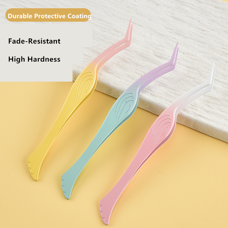 Anti-Stick Metal Gold Easy Grip Beginners Eyel Lash Application Extention Tweezers