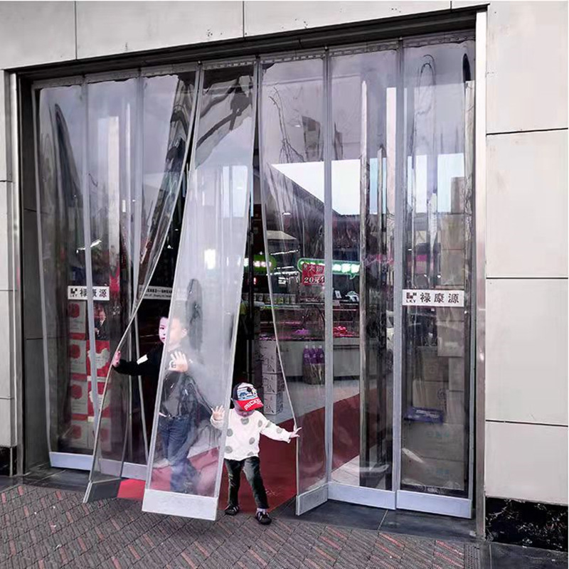 Silver Gray Self-Priming Transparent PVC Magnetic Door Curtain Indoor