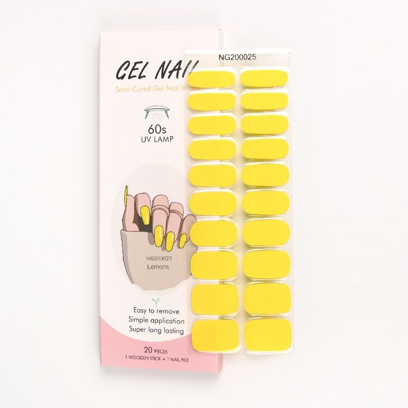 Solid Yellow Color Gel Nail Polish Sticker Customized Available Nail Art