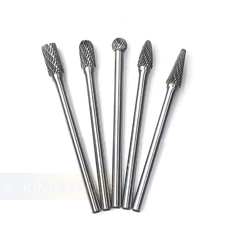 Rotary Burrs Carbide File 1/4 Inch Solid Double Cut Tool Long Shank Carbide Burrs