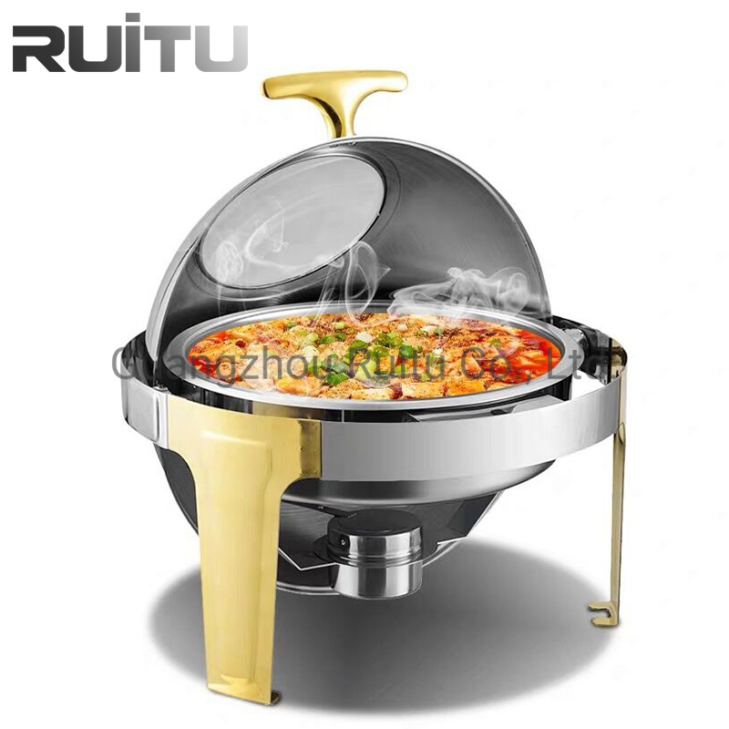 Buffet Utensils Chafer Dish PAS Cher Buffet Ethanol Gel Fuel Heat Electric Food Warmer Set Luxury Chaffing Dish Golden Plated Stainless Steel Gold Chafing Dish