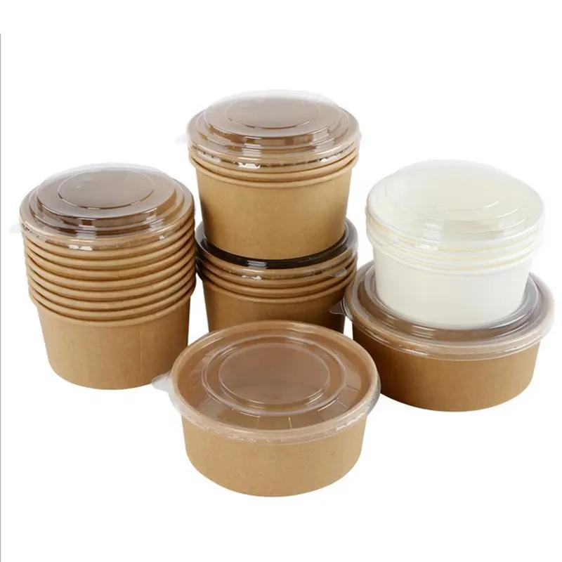 Wholesale Disposable Kraft Paper Soup Bowls Kraft Bowl 1000 Ml Ith Lid
