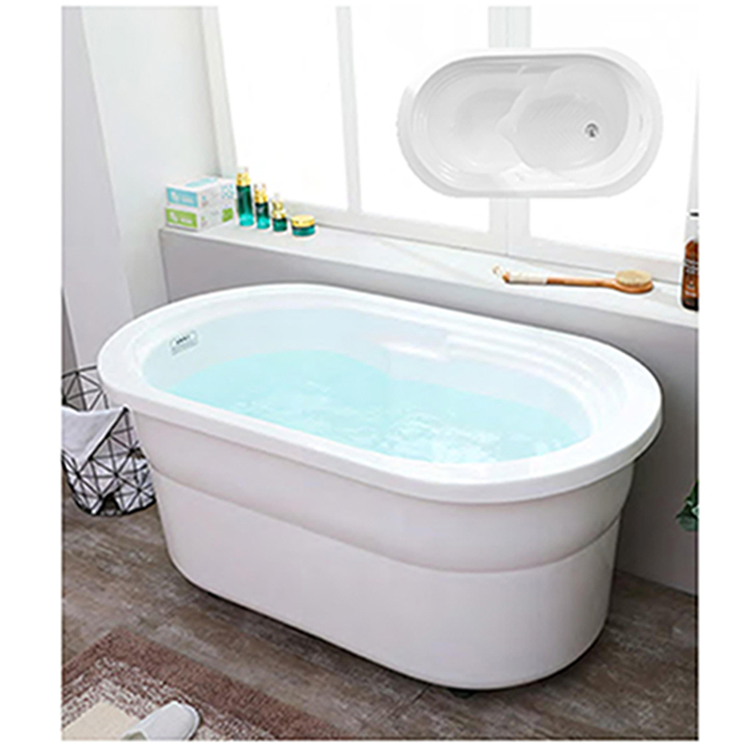 High Quality 140cm White Acrylic Free Standing Bathtub Luxury Rectangular Oval Pattern Bath Tubs for Indoor Bathroom Use
