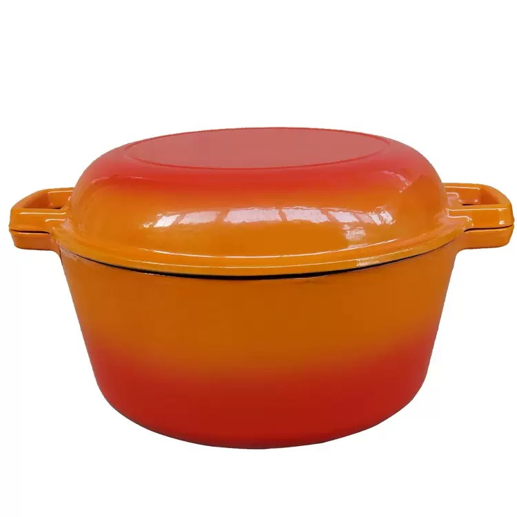 Чугунная жаровня 2 в 1 с комбинированной крышкой, 5.5 л