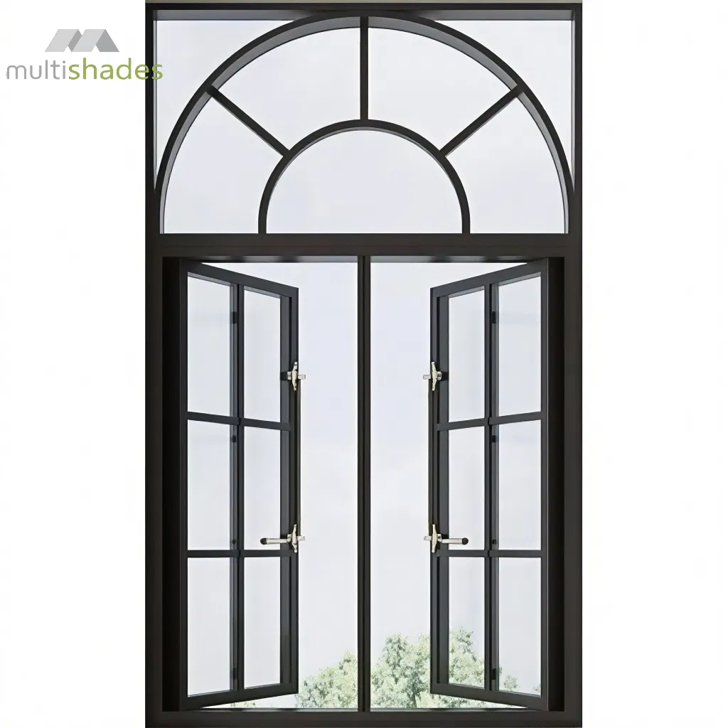 Multishades French Style Aluminum Window Premium MID-Century Casement Window with Retro Design Slim Frame