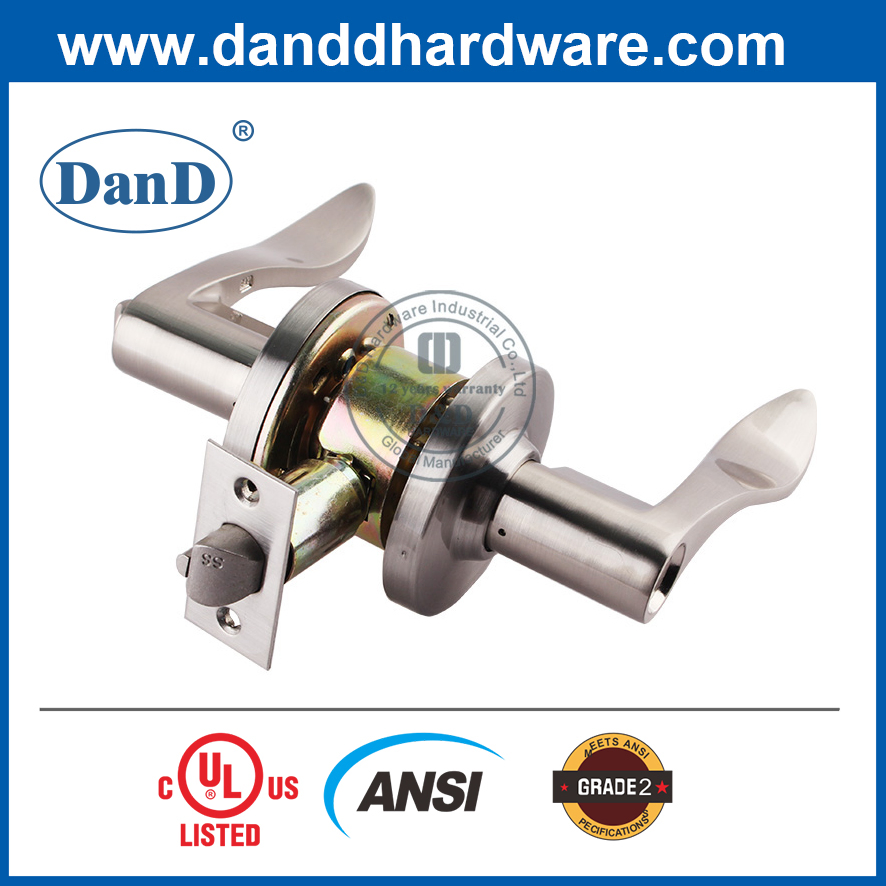 UL ANSI Grade 2 Door Furniture Ironmongery Zinc Alloy Fire Rated Handle Set American Standard Safety Cylinder Tubular Lever Lock