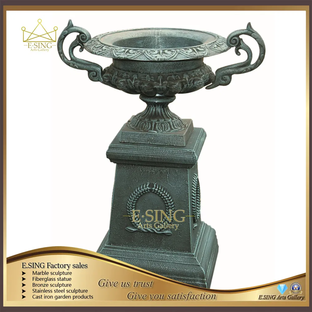 Large Outdoor Indoor Metal Flower Pots Planters Urn Antique Cast Iron Garden Flowerpot