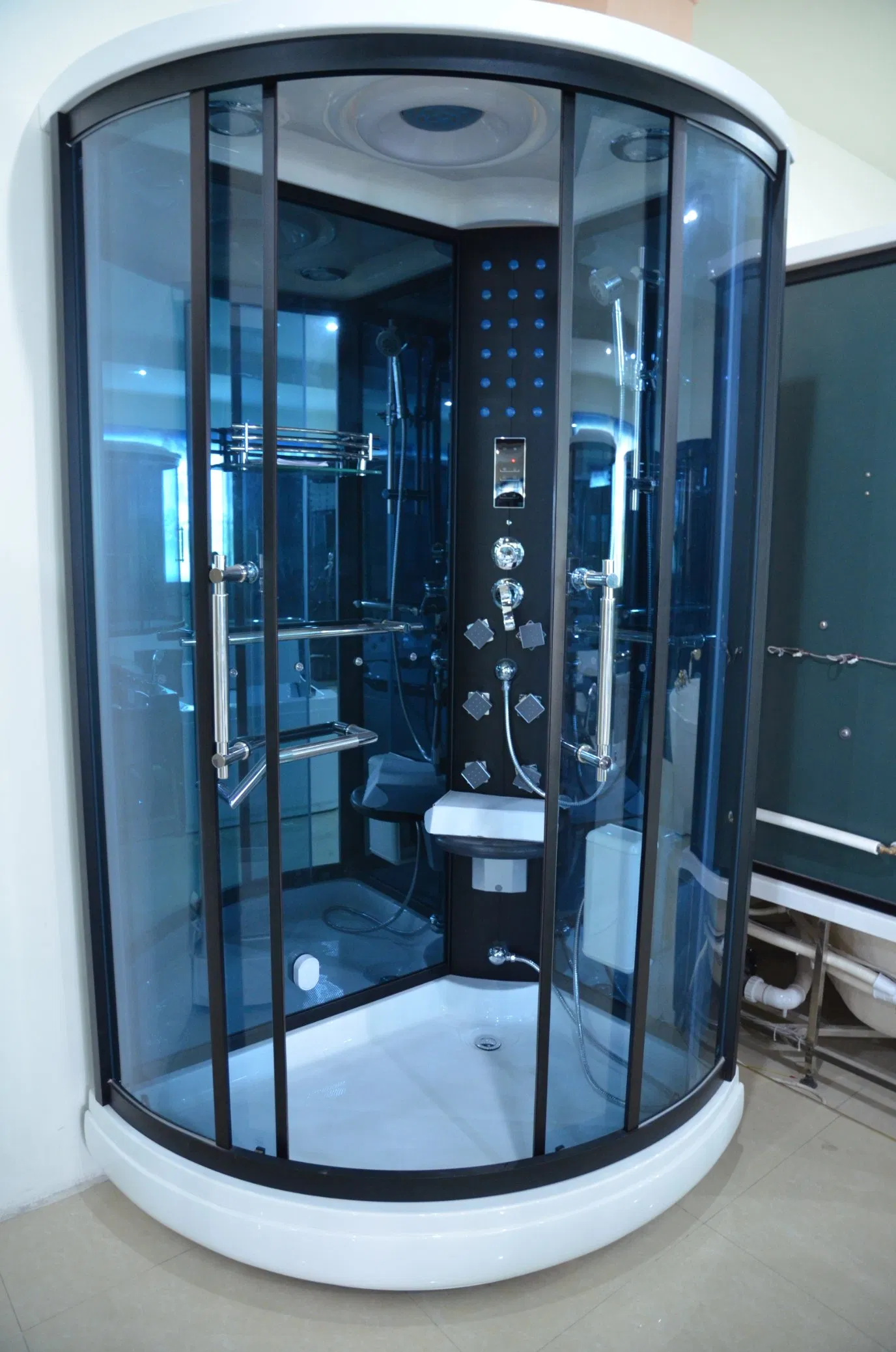 Tempered Glass Door One Person Steam Room Enclosed Steam Shower