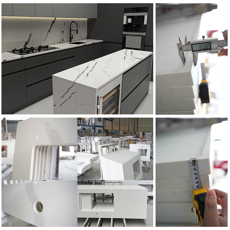 Building Material Artificial Quartz Stone for Solid Surface Customized Prefab Commercial Worktop Stone Top Kitchen Countertops