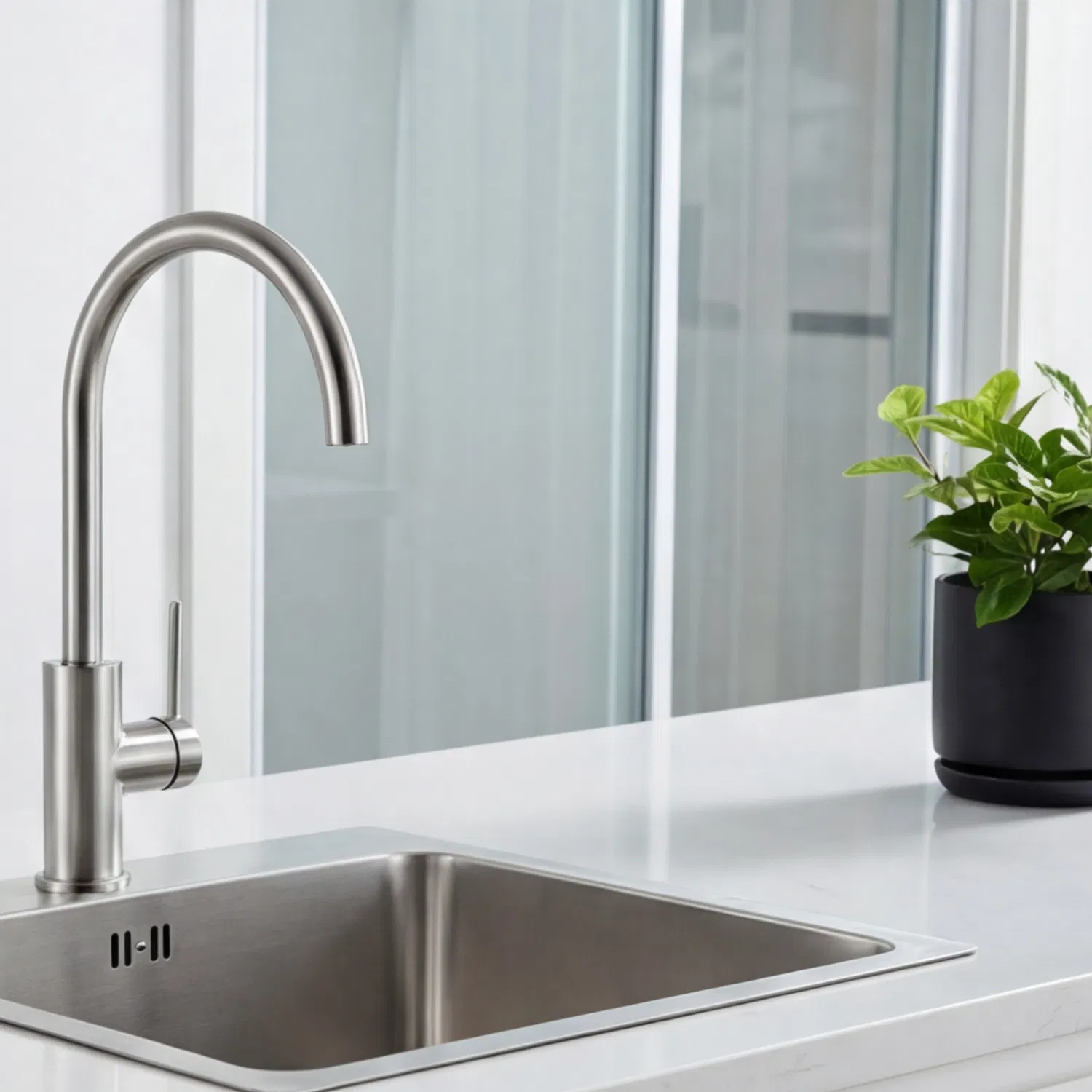 Premium Kitchen Mixer Featuring 304 Stainless Steel Handle and Inlet Hose