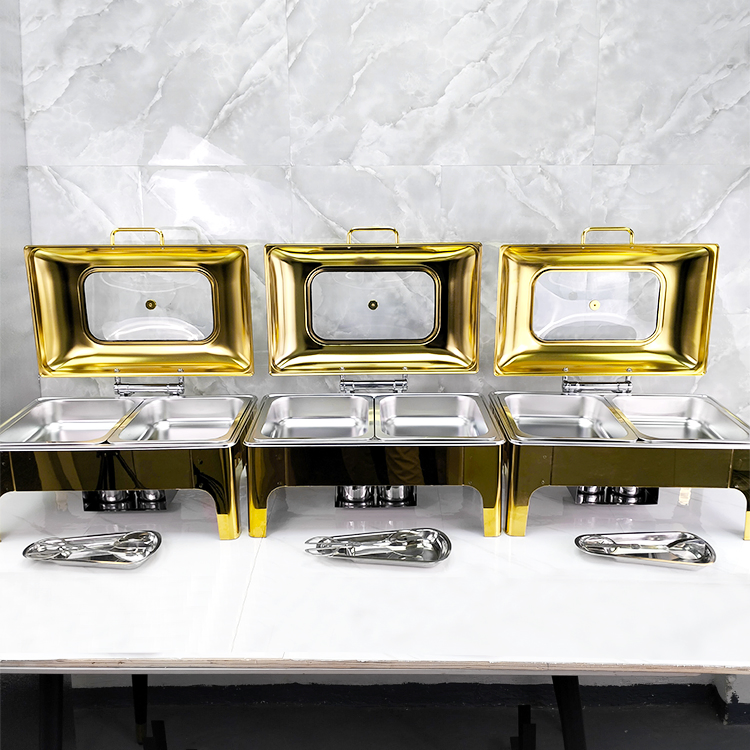 Gold Catering Equipment Buffet Stove Heating Hotel Use Chafing Dish