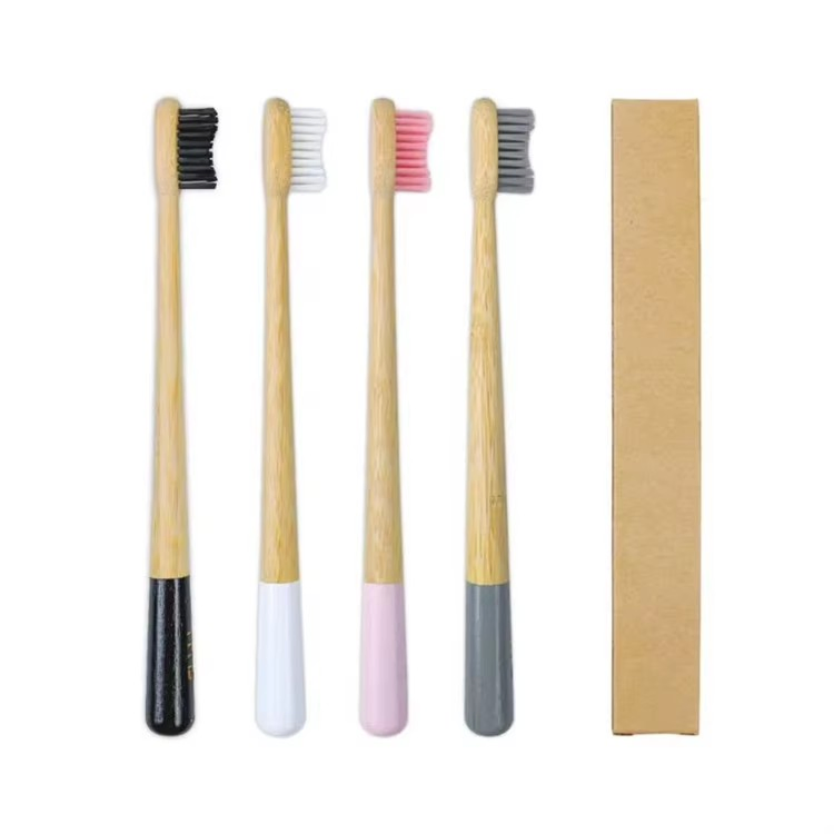 Natural Charcoal Bamboo Toothbrush, Custom Engraving Logo with Eco-Friendly Travel Tube