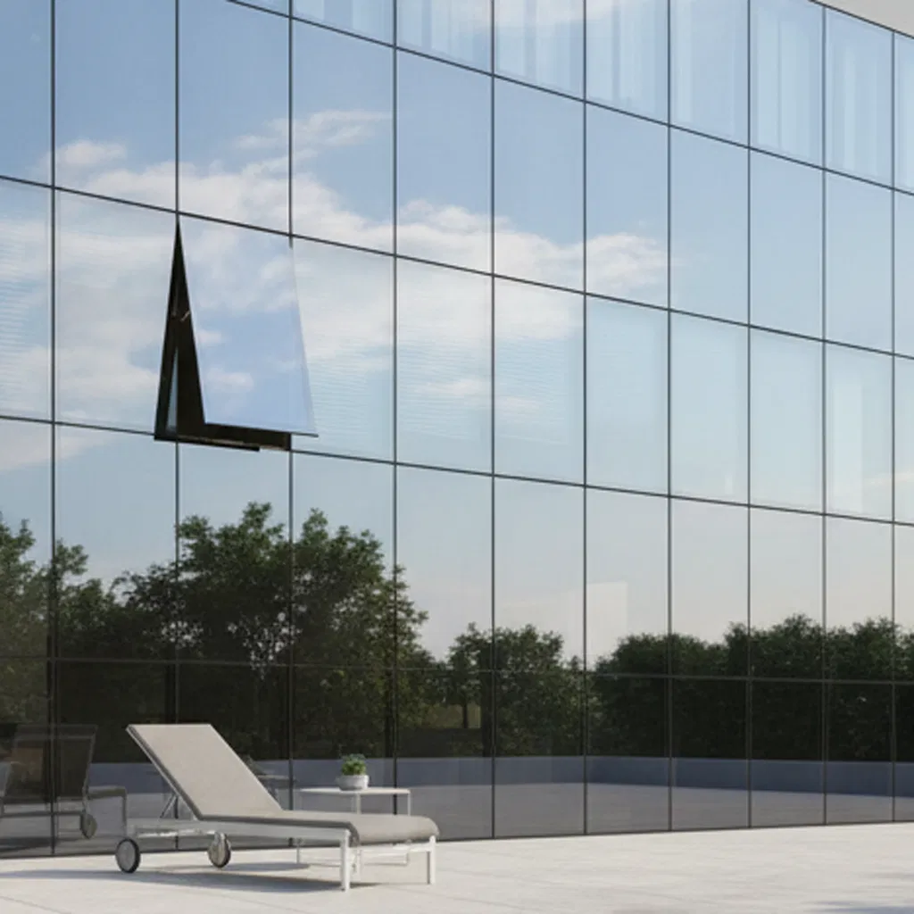 Aluminium Thermal Break Insulated Curtain Walls Frameless with Double Aluminium Building Glass Curtain Wall