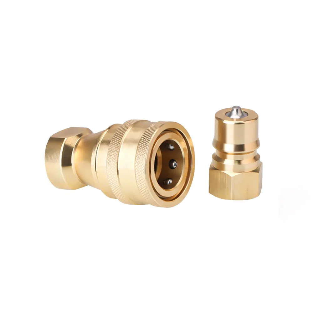 Kzd Hydraulic Brass Quick Release Coupling ISO7241-B Oil Connectors Double Shut-off Fittings