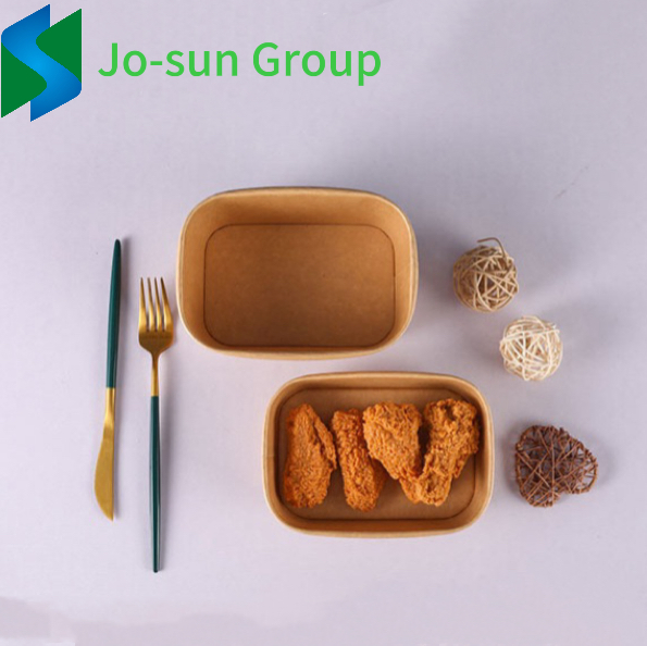 Jo-Sun Microwave Heating Disposable Lunch Box Kraft Paper Rectangular Bowl