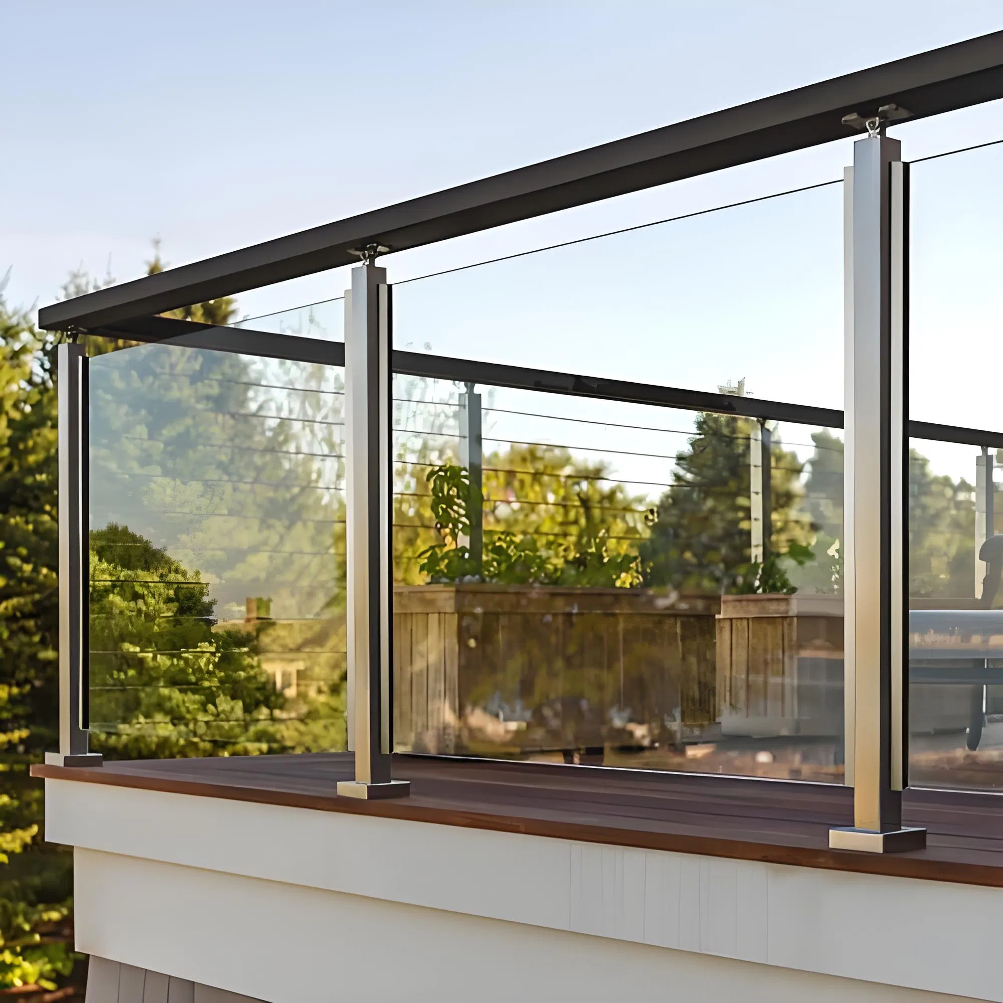 Elegant Customized Glass Railing with Premium Stainless Steel Baluster