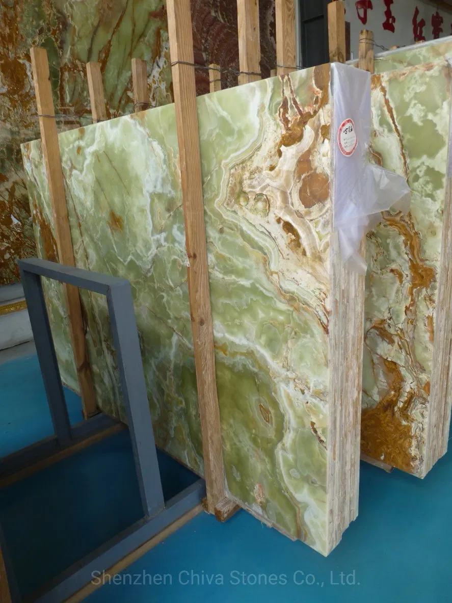 Interior Decoration Clear/Transparent Marble Green/Onyx/Jade Backlight Illuminated Wall Slab Tiles