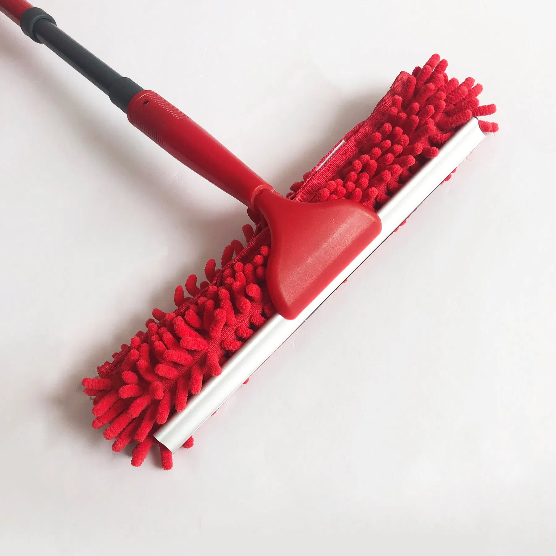 Factory Price Chenille Window Cleaner with Extendable Metal Handle Rubber Squeegee and Chnille Double Side Head for Car Floor Mirror Washing