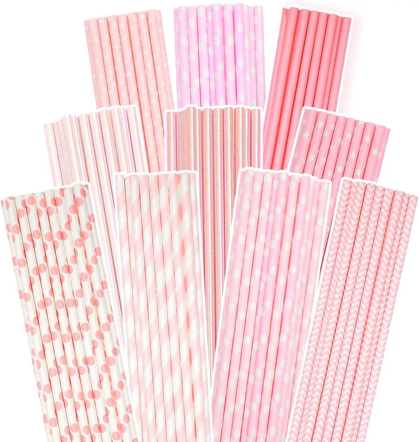 Party Decoration Mix Assorted Paper Straw Eco-Friendly Biodegradable Drinking Straws