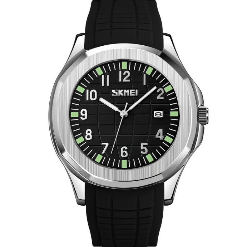 Luminous Business Stylish Silicone Strap Men Wristwatch Big Dial Waterproof Quartz Watches