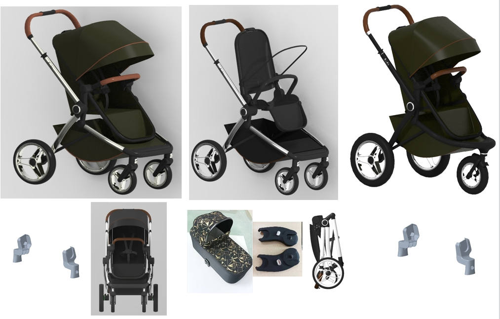 Factory Manufacturer En1888 Good Quality 3 in 1 Auto Folding Lightweight Travel Baby Stroller