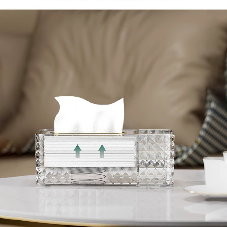 Living Room Desktop Storage Spring Mechanism Multi-Functional Tissue Box