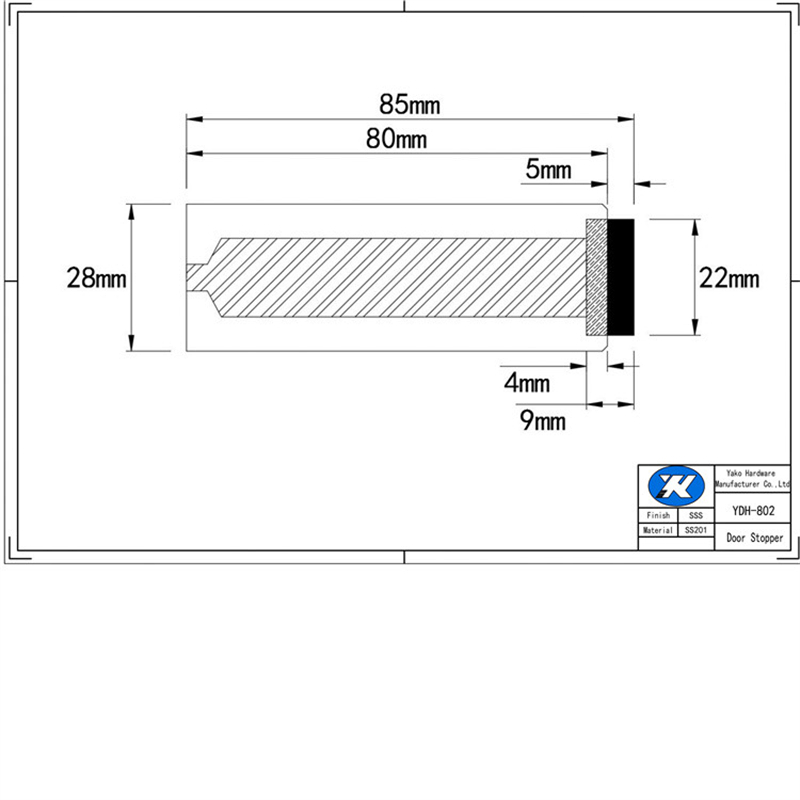 Wall-Mount Long Door Stops Stainless Steel Modern Door Stop with Sound Dampening Rubber Tip Protector