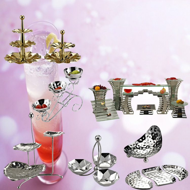 Stainless Steel Food Display Risers Hotel Bar KTV Buffet Hotel Catering Supplies