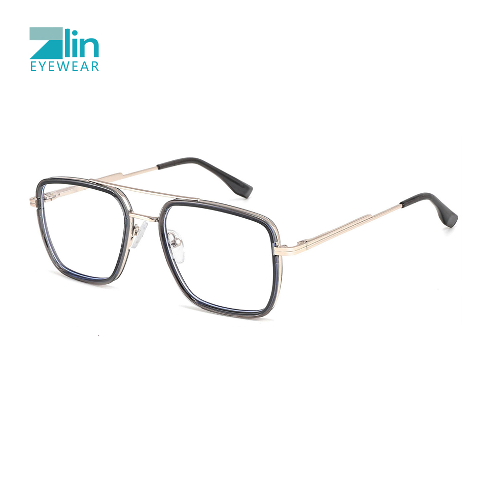 Zlin Eyewear Men Women Double Brige Metal Tr90 Blue Light Blocking Eyeglasses Frames