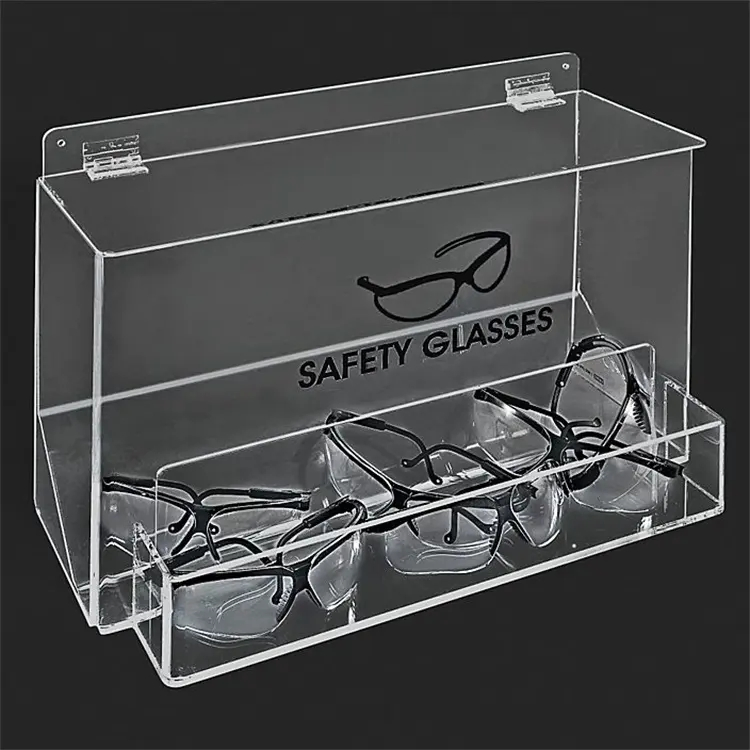 Lucency Acrylic Safety Goggles Holder Safety Glass Front Dispenser with Lid
