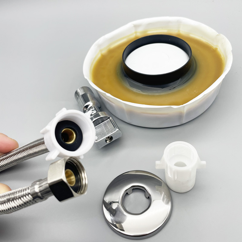 Construction Accessories Wc Installation Kit Toilet Gasket with Flexible Hose Angle Valves Toilet Fitting