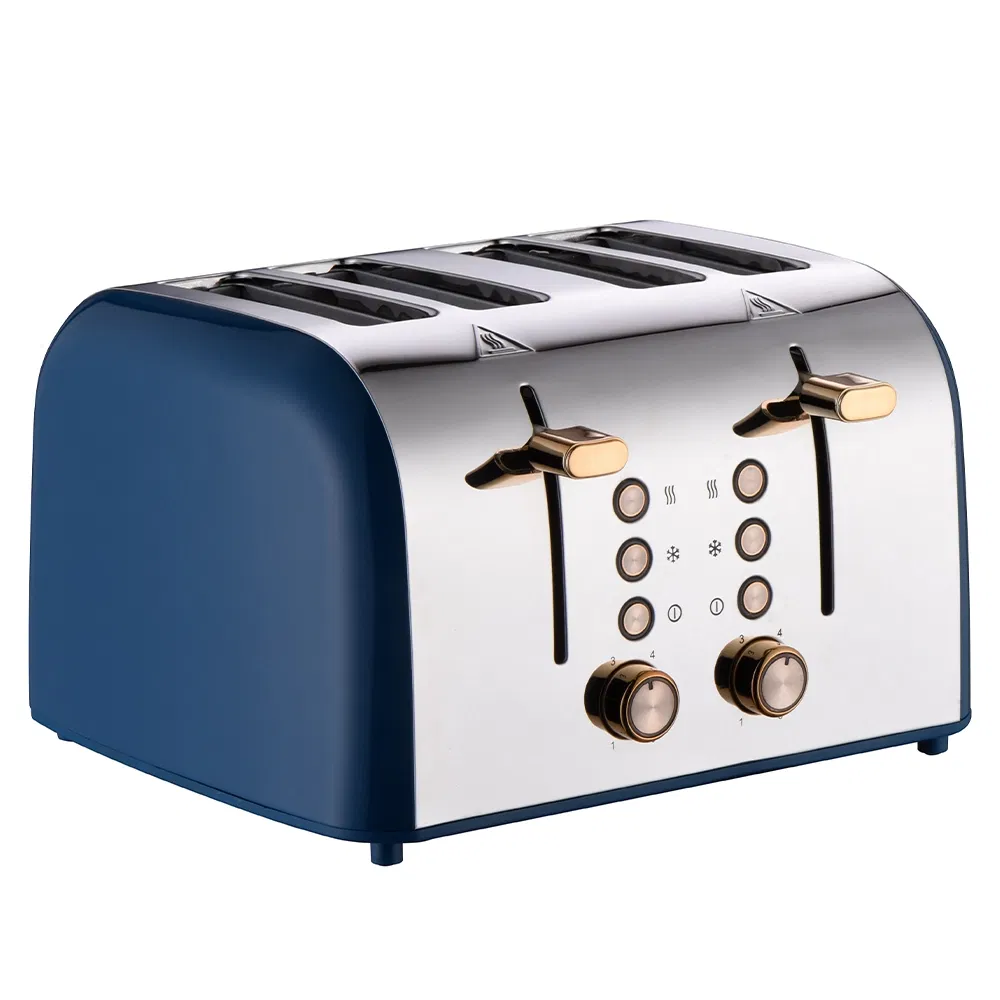 Retro 4-Slice Stainless Steel Toaster with Auto Pop-up Function