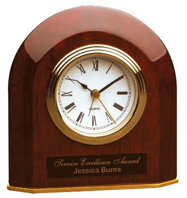 Rosewood Piano Finish Oval Wood Desk Clock