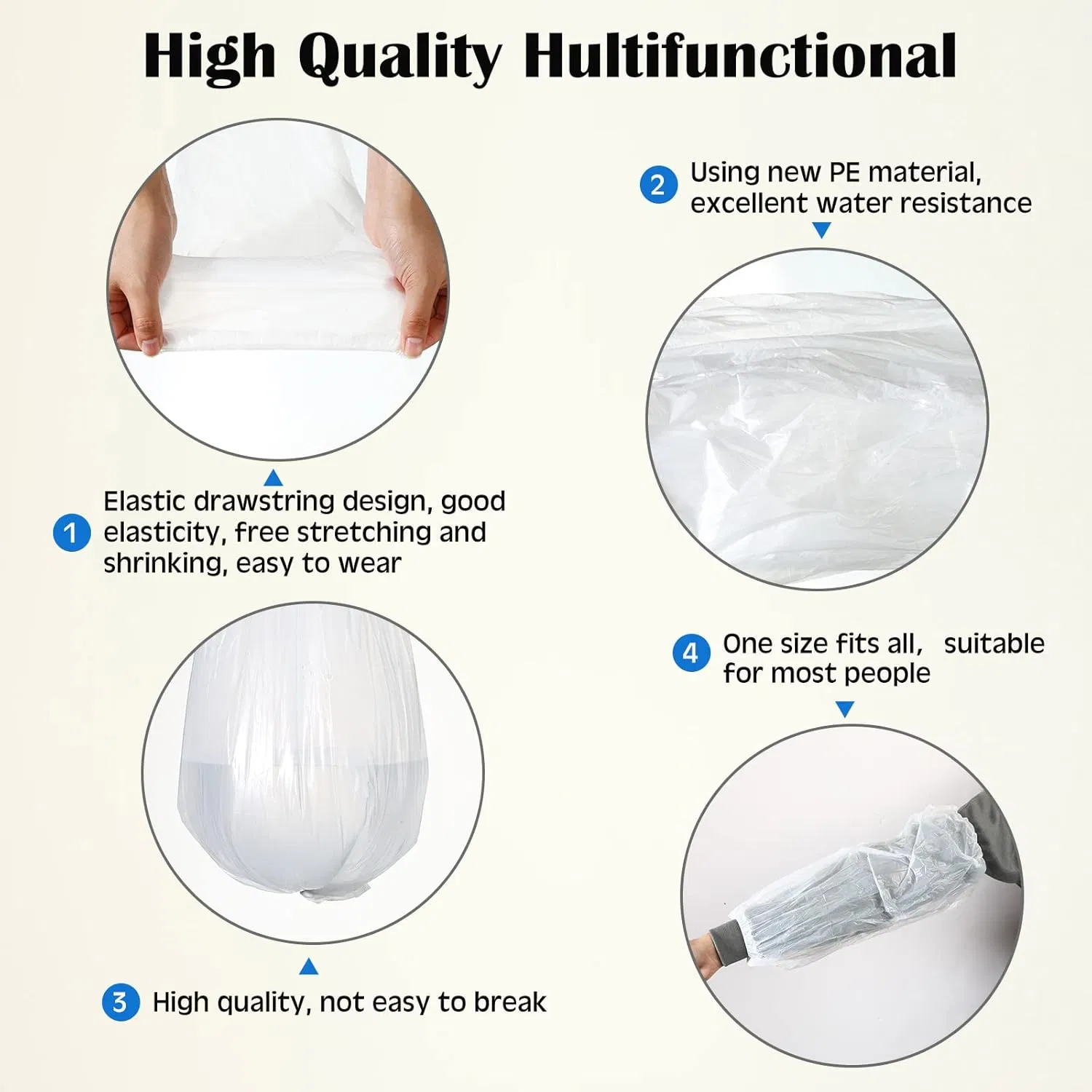 Disposable White Arm Sleeves, Plastic Oversleeves for Art Projects and Home Maintenance - White