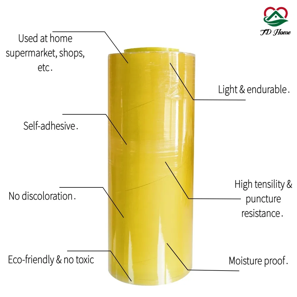 Food Grade PVC Wrapping Cling Film Food Packaging Plastic Soft PVC Cling Film Large Jumbo Roll 35cm*500m/ 45cm*500m