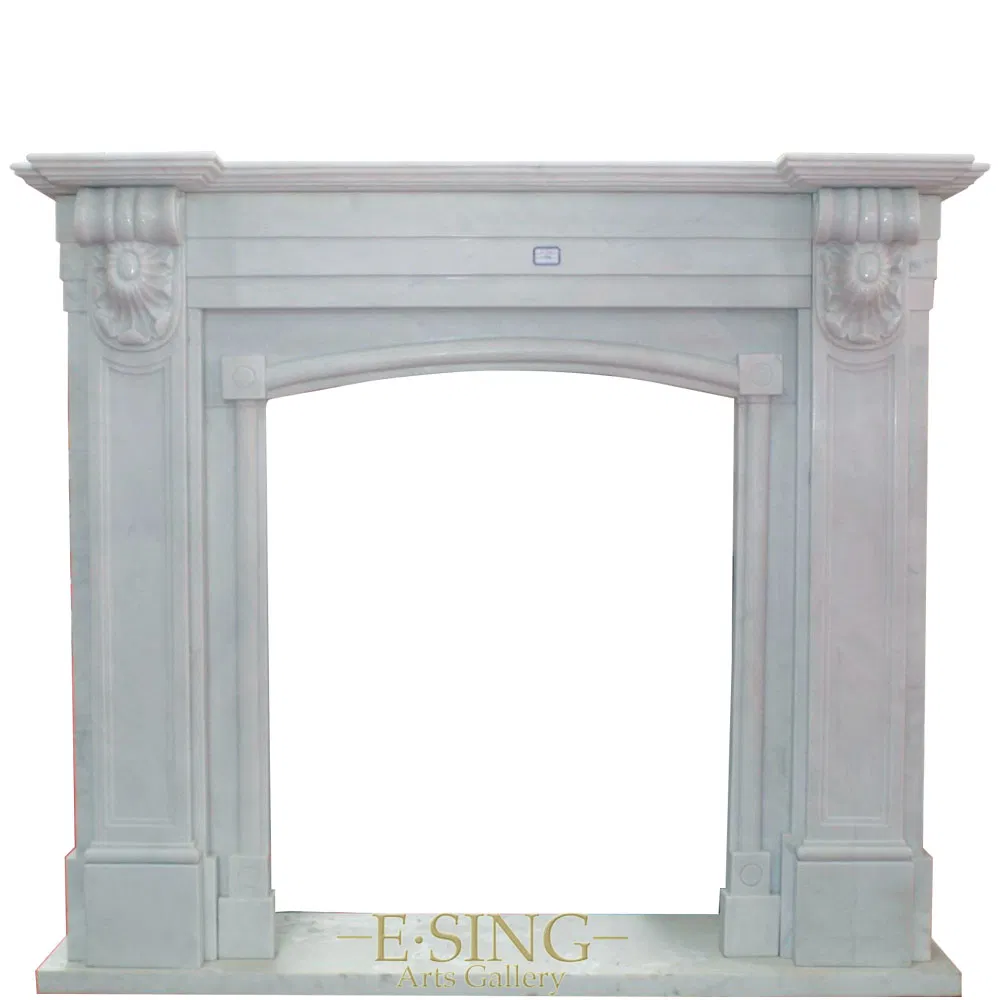 Indoor Usage Large Sculpture French Marble Fireplace Surround
