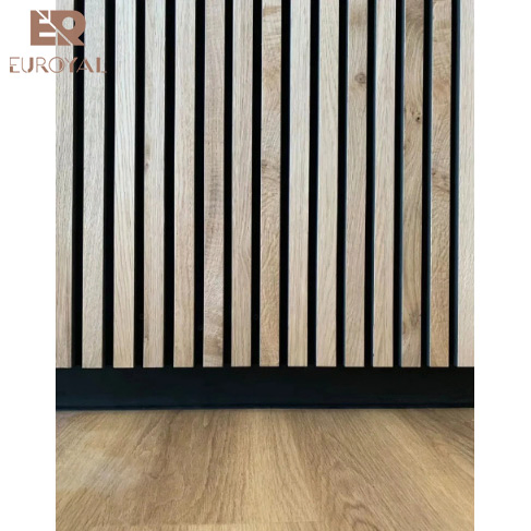 New Type Interior Decorative Slat Acoustic Panel Pet Felt Combined MDF Veneer Slats Panel for Wall Ceiling Decoration
