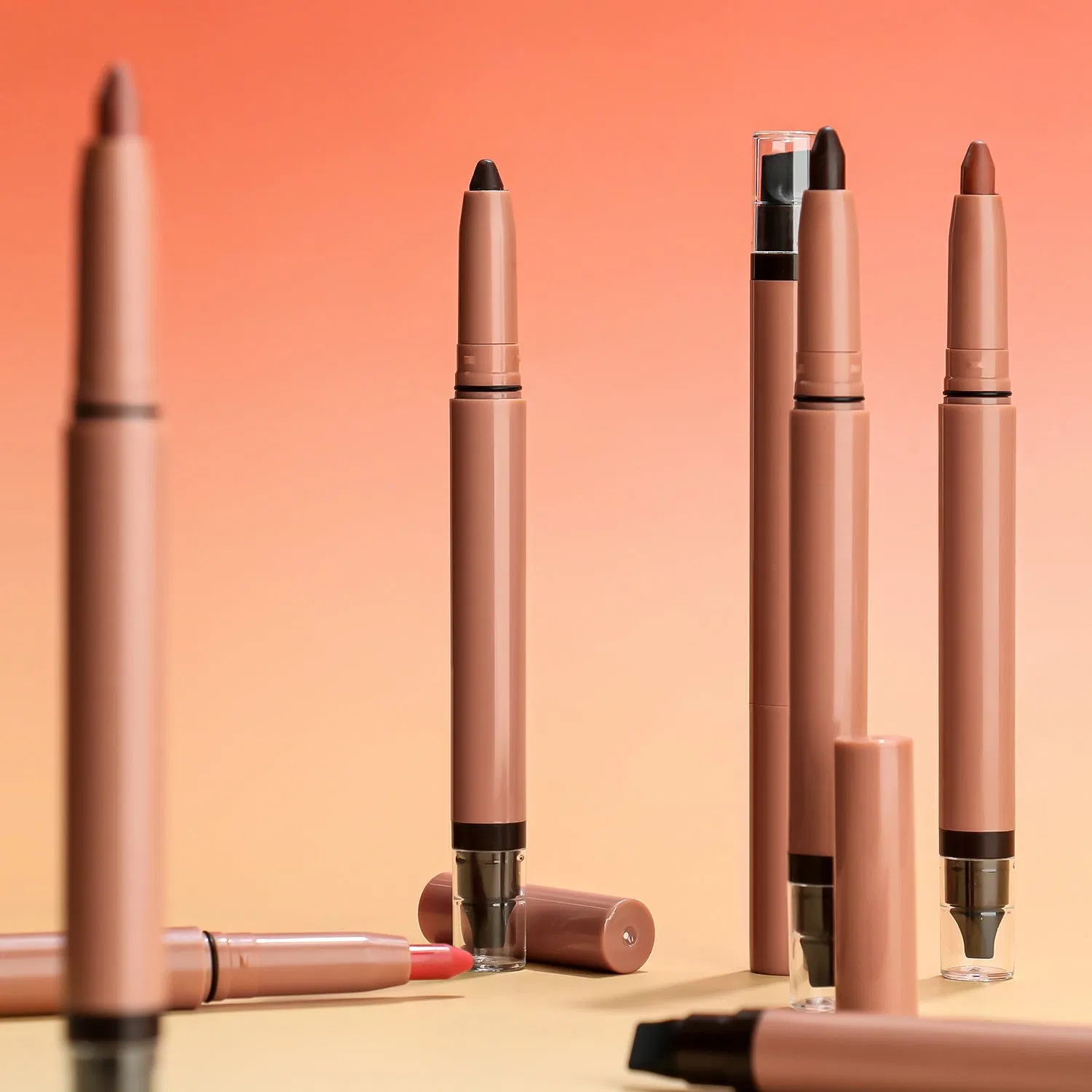 Vegan Makeup Lipliner Waterproof Creamy Brown with Silicone Smudger