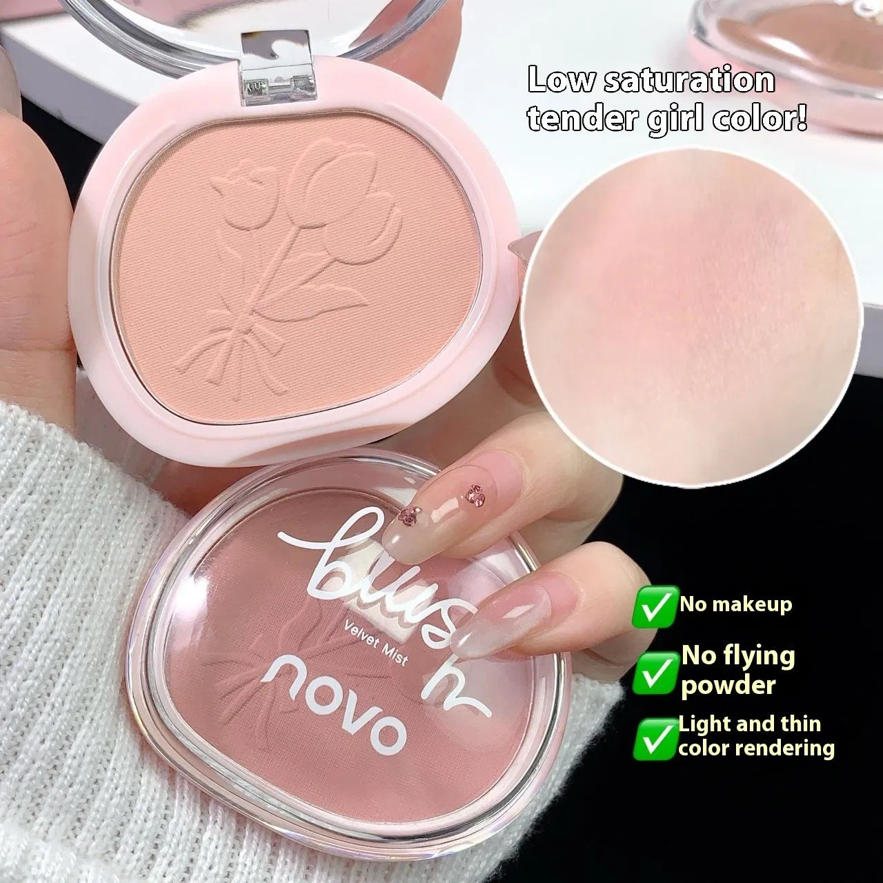 Wholesale Cosmetics Cruelty Free Velvet Mist Matte Single Blusher Powder Custom Pink Blush